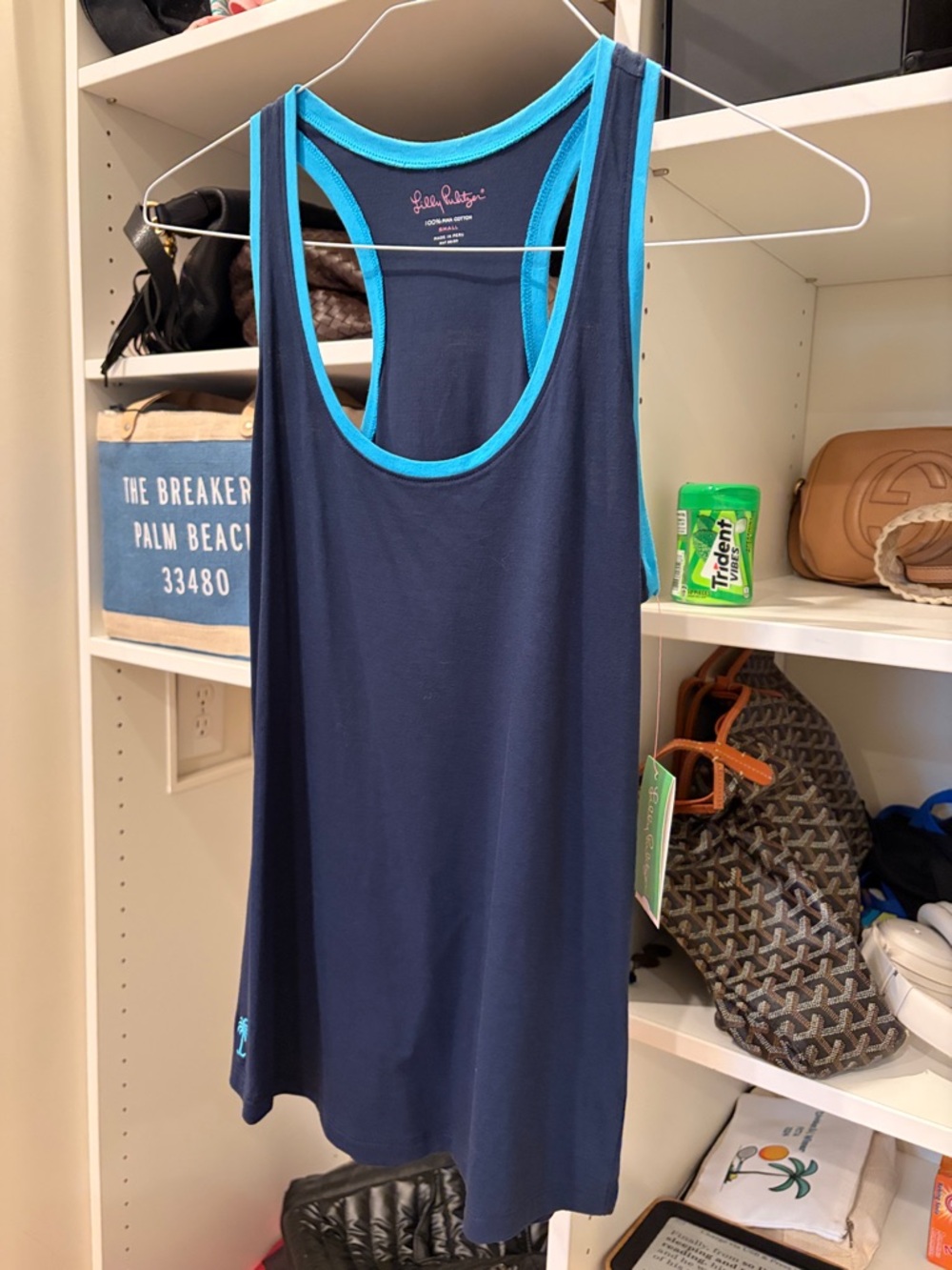 Lilly Pulitzer Navy Tank with Bright Turquoise Trim